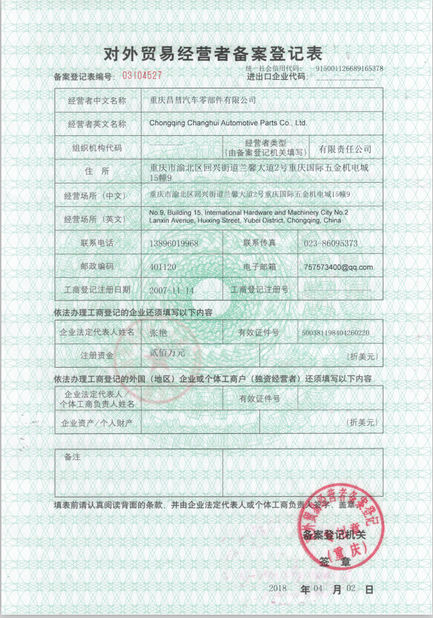 Китай YANGTZE MOTORS INDUSTRY CO., LIMITED Сертификаты